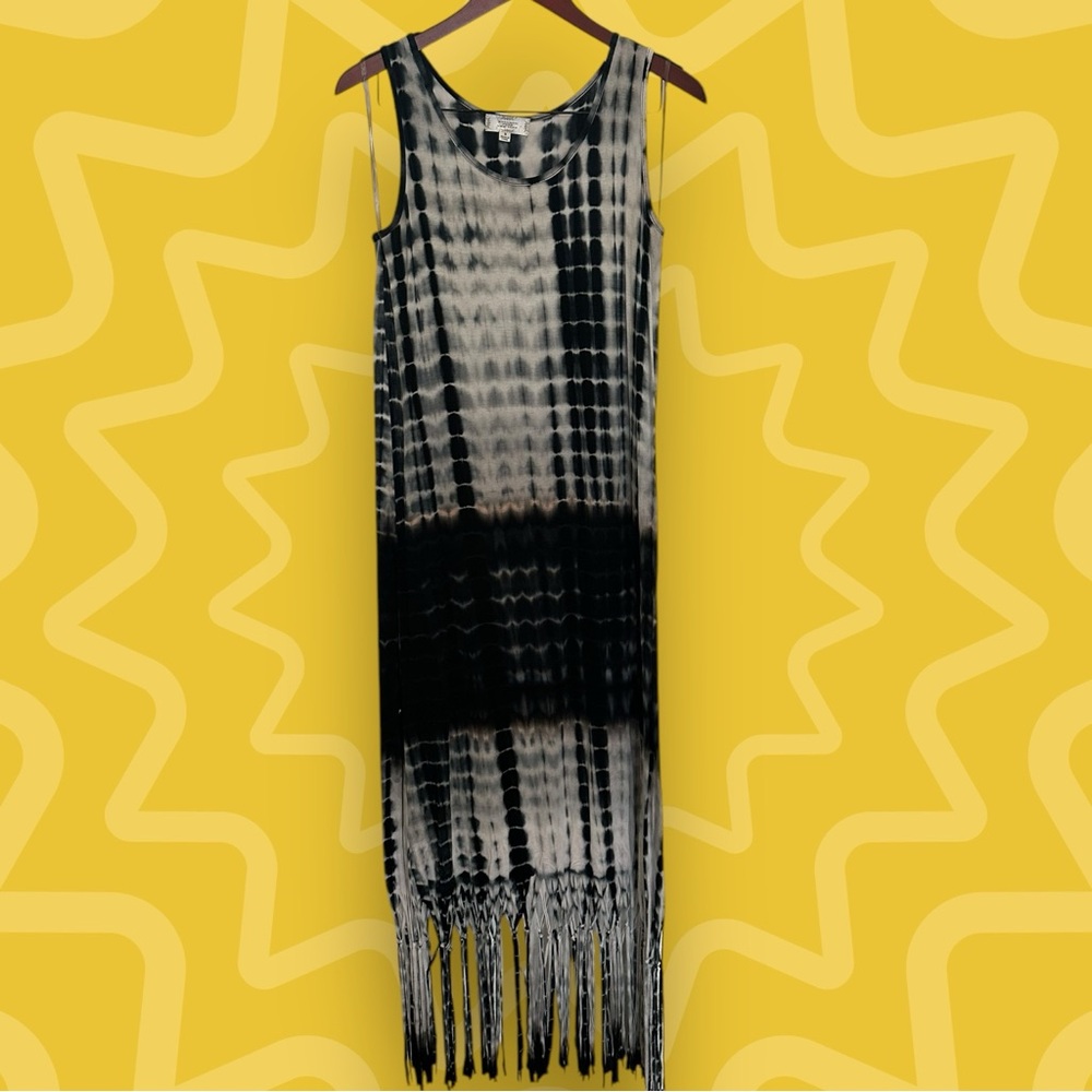 Shannon Ford New York Boho Maxi Fringe Tie-Dyed Dress-Size Small